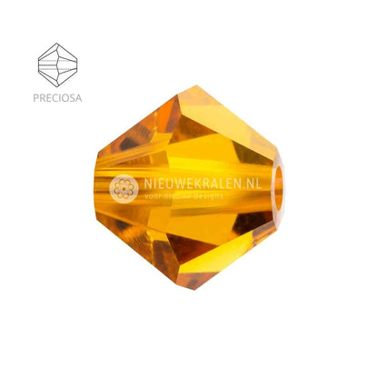Preciosa bicone kralen 4 mm Topaz (10070) – facetgeslepen kristal kralen uit Tsjechië in een warme, goudbruine tint, het beste alternatief voor Swarovski.