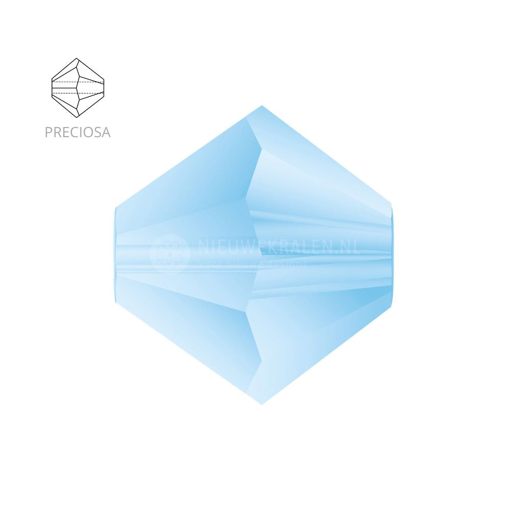 Preciosa bicone kralen 4 mm Aquamarine matt. Kristal kralen mat blauw