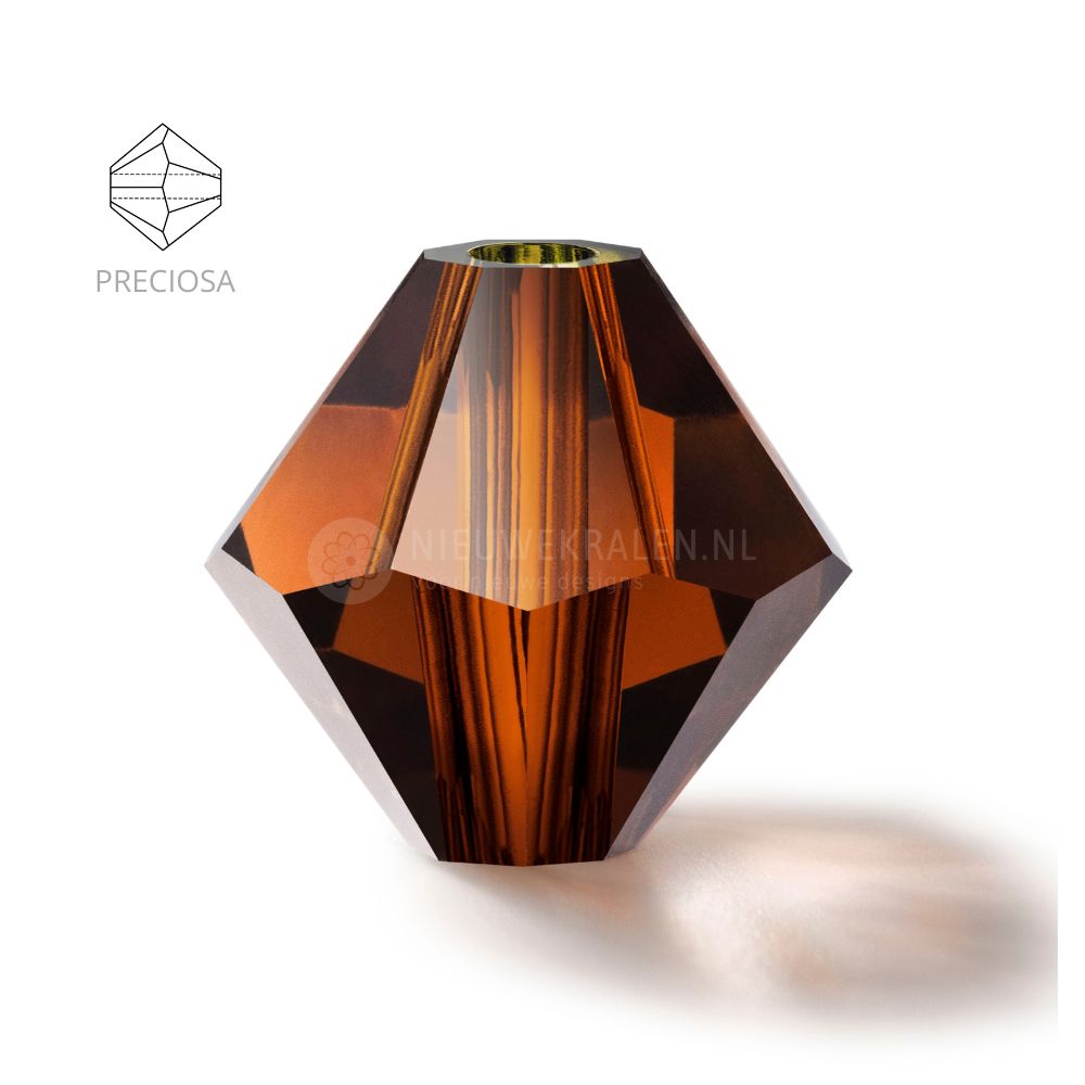 Preciosa bicone kraal Chocolate 10250 4 mm donkerbruin kristal