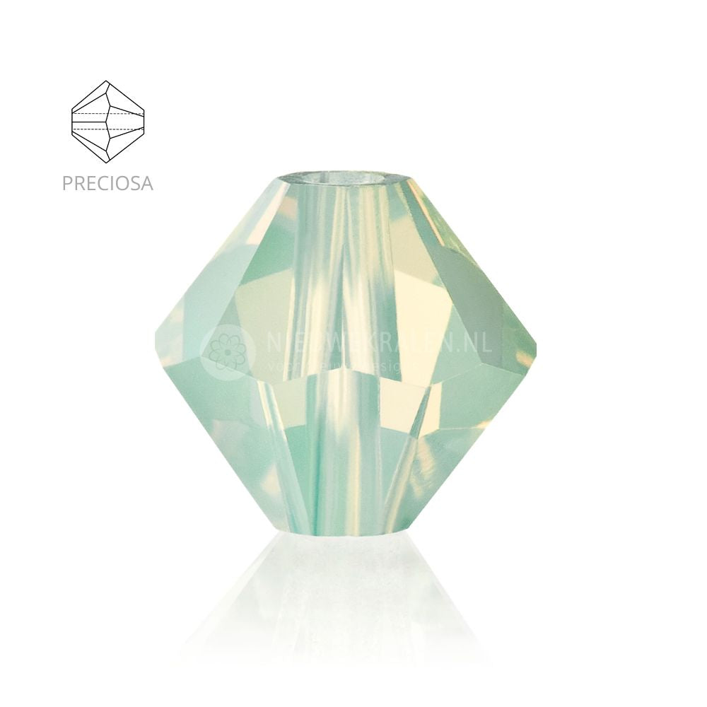 Preciosa bicone kralen 4 mm Chrysolite Opal (51000) - kristal kralen in een pastel lichtgroene kleur