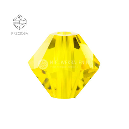 Preciosa bicone kralen 4 mm Citrine (80310)- kristal kralen in een sprankelende heldere gele kleur