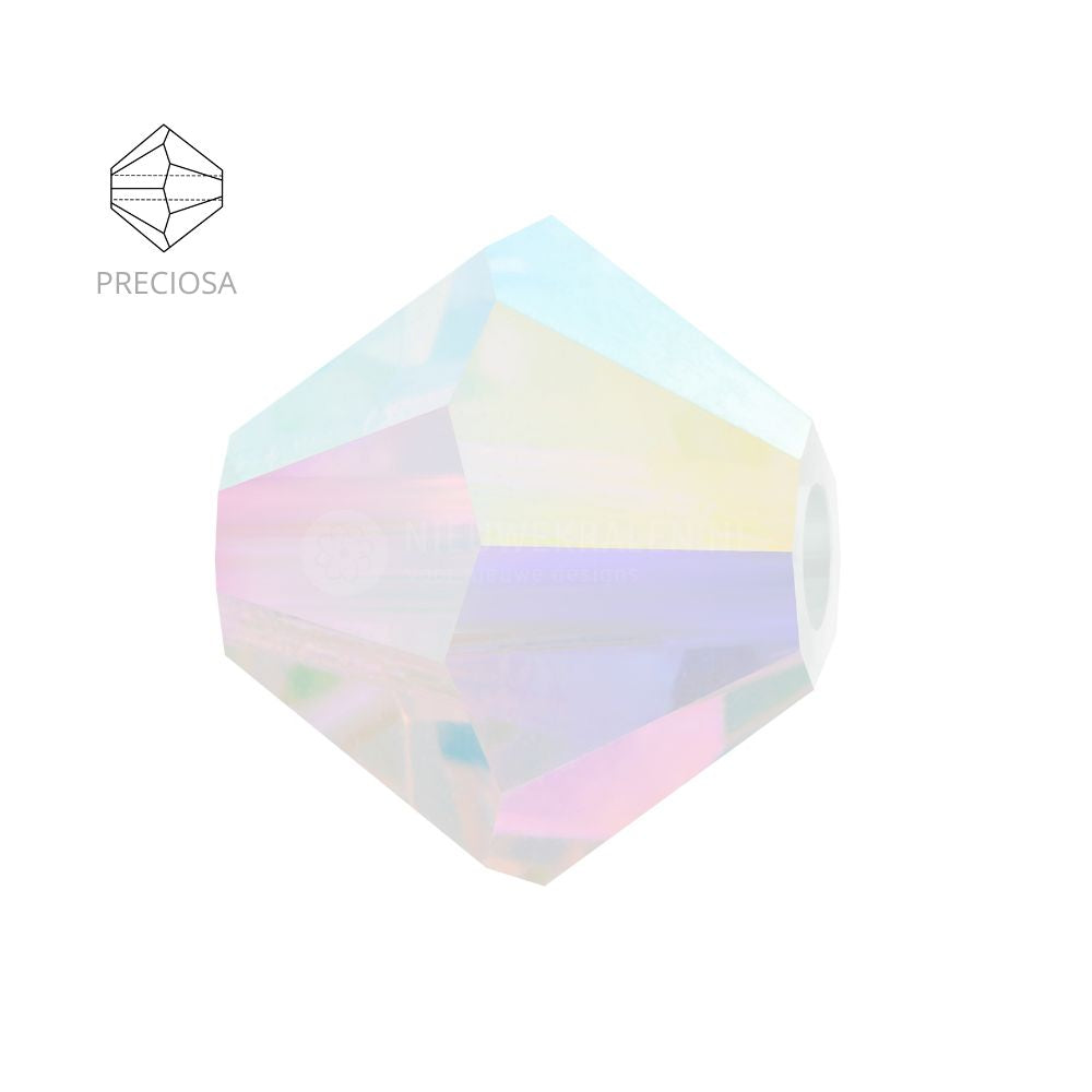 Preciosa bicone kralen 4 mm Crystal AB 2x met volledige regenboogcoating