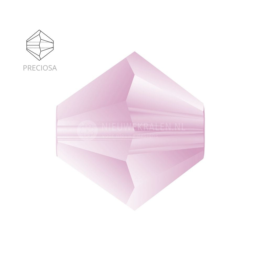 Preciosa bicone kralen 4 mm Light Amethyst Matt. Kristal kralen mat lichtpaars