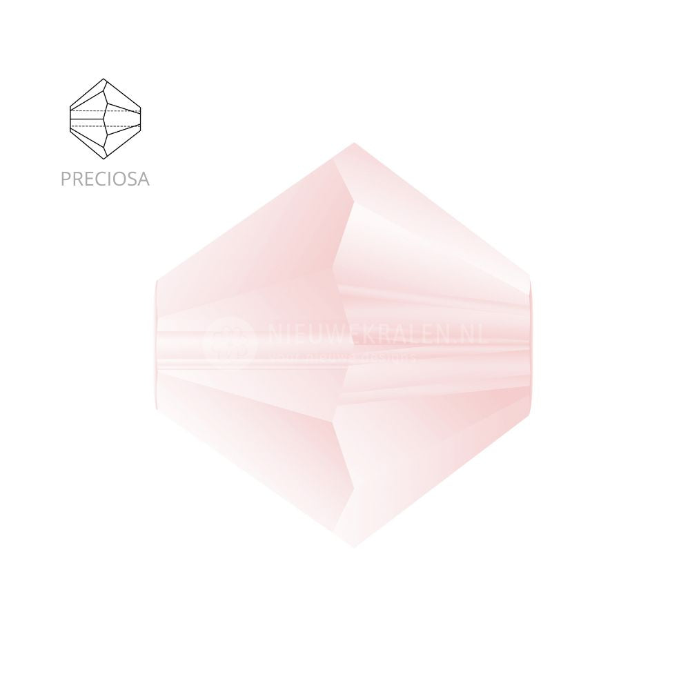 Preciosa bicone kralen 4 mm Light Rose Matt. Kristal kralen mat lichtroze