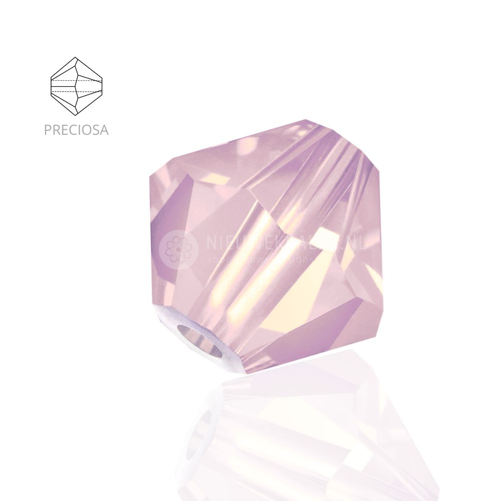 Preciosa bicone kralen 4 mm Rose Opal (71350) - kristal kralen in een zachte pastelroze kleur 