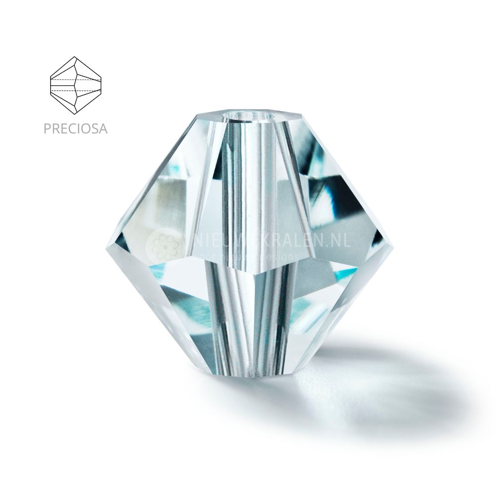 Preciosa bicone kralen 4 mm Silver Aquamarine (60001) - kristal kralen in een lichtblauwe kleur met een zilverkleurig effect