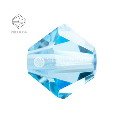 Preciosa bicone kralen 6 mm Aquamarine (60000) – facetgeslepen kristal kralen uit Tsjechië in een lichtblauwe tint met een heldere, sprankelende uitstraling, het beste alternatief voor Swarovski kralen.