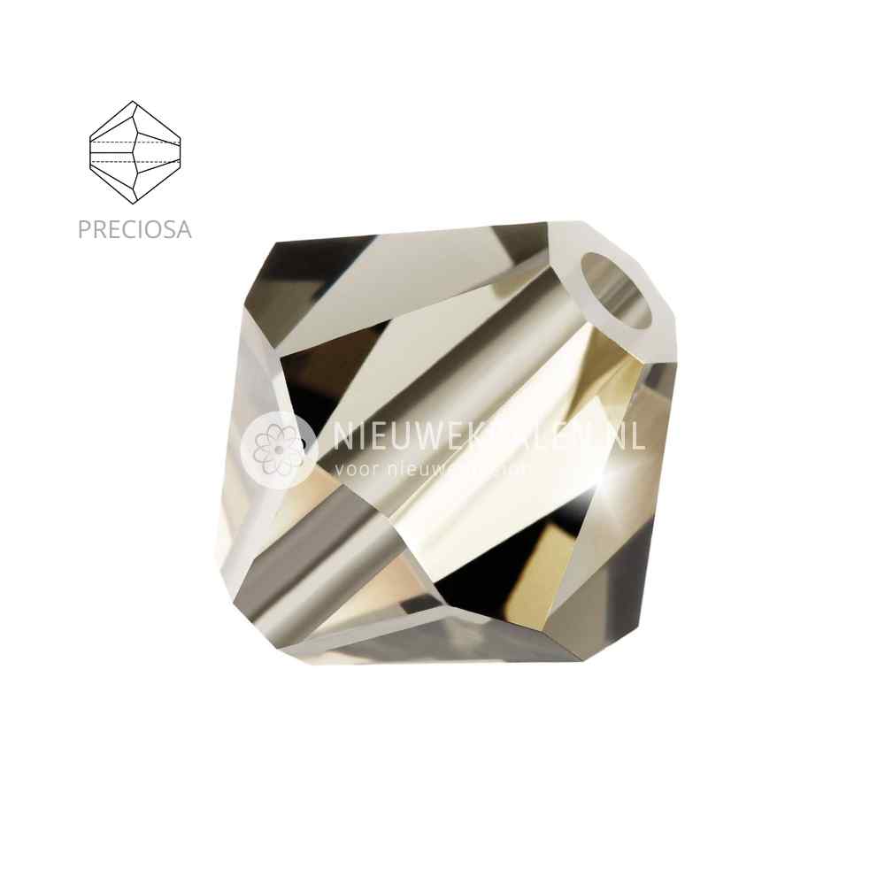 Preciosa bicone kralen 6 mm Black Diamond (40010) – facetgeslepen kristal kralen uit Tsjechië in een grijze tint met een chique, luxe uitstraling, het beste alternatief voor Swarovski kralen.