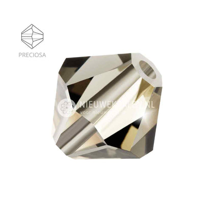 Preciosa bicone kralen 6 mm Black Diamond (40010) – facetgeslepen kristal kralen uit Tsjechië in een grijze tint met een chique, luxe uitstraling, het beste alternatief voor Swarovski kralen.