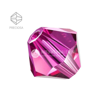 Preciosa bicone kralen 6 mm Fuchsia (70350) – facetgeslepen kristal kralen uit Tsjechië in een roze tint met een energieke uitstraling, het beste alternatief voor Swarovski kralen.