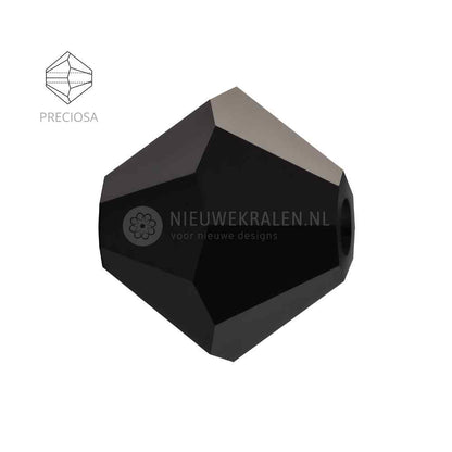 Preciosa bicone kralen 6 mm Jet (23980) – facetgeslepen kristal kralen uit Tsjechië in een klassieke en elegante opaque zwarte tint, het beste alternatief voor Swarovski kralen.