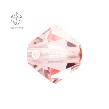 Preciosa bicone kralen 6 mm Light Rose (70120) – facetgeslepen kristal kralen uit Tsjechië in een zachte roze tint, het beste alternatief voor Swarovski kralen.