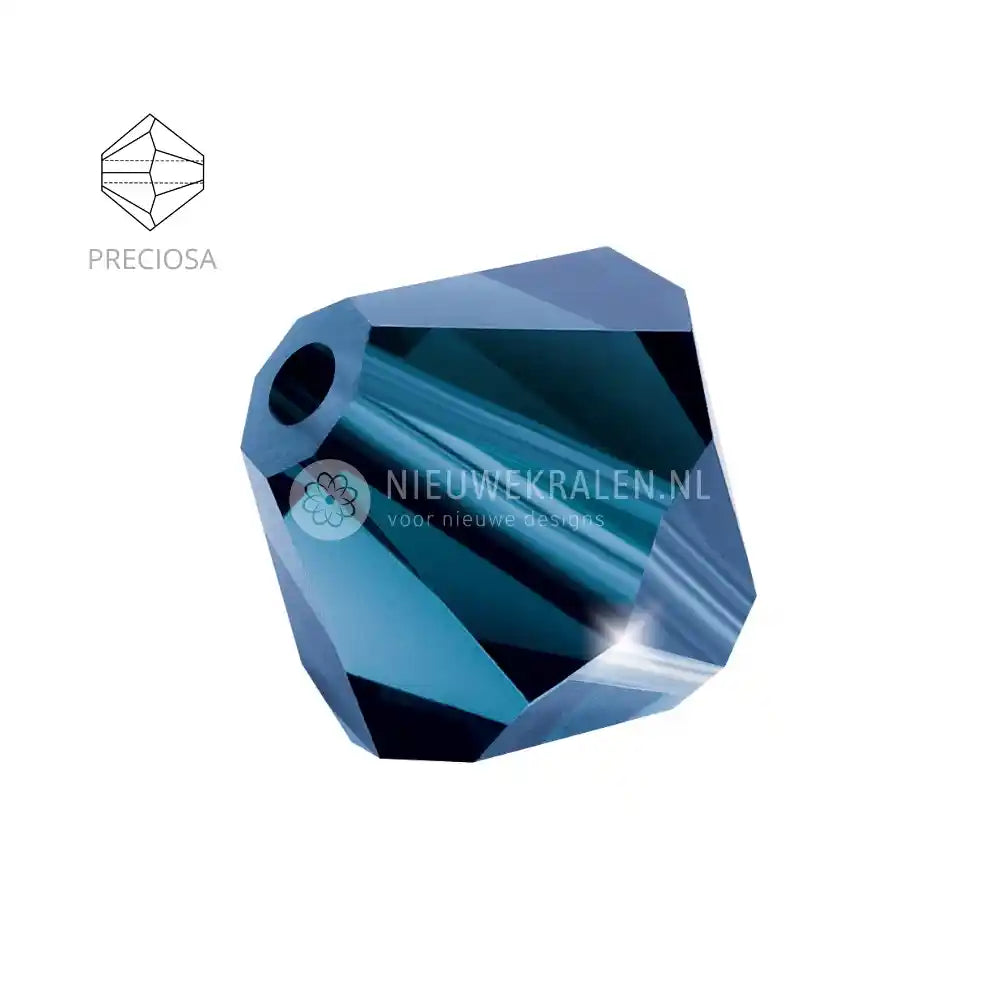 Preciosa bicone kralen 6 mm Montana (30340) – facetgeslepen kristal kralen uit Tsjechië in een elegante, diep blauwe tint, het beste alternatief voor Swarovski kralen.
