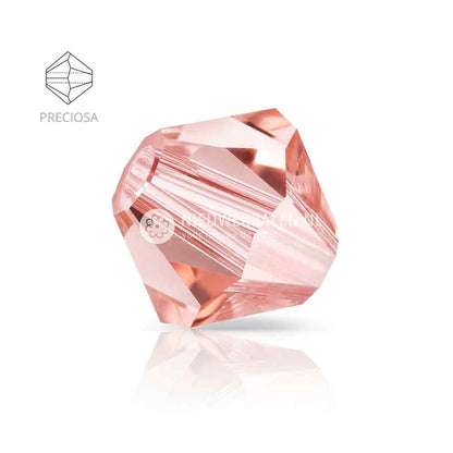 Preciosa bicone kralen 6 mm Rose Peach (70030) – facetgeslepen kristal kralen uit Tsjechië in een zachte, lichtroze, perzikkleurige tint, het beste alternatief voor Swarovski kralen.