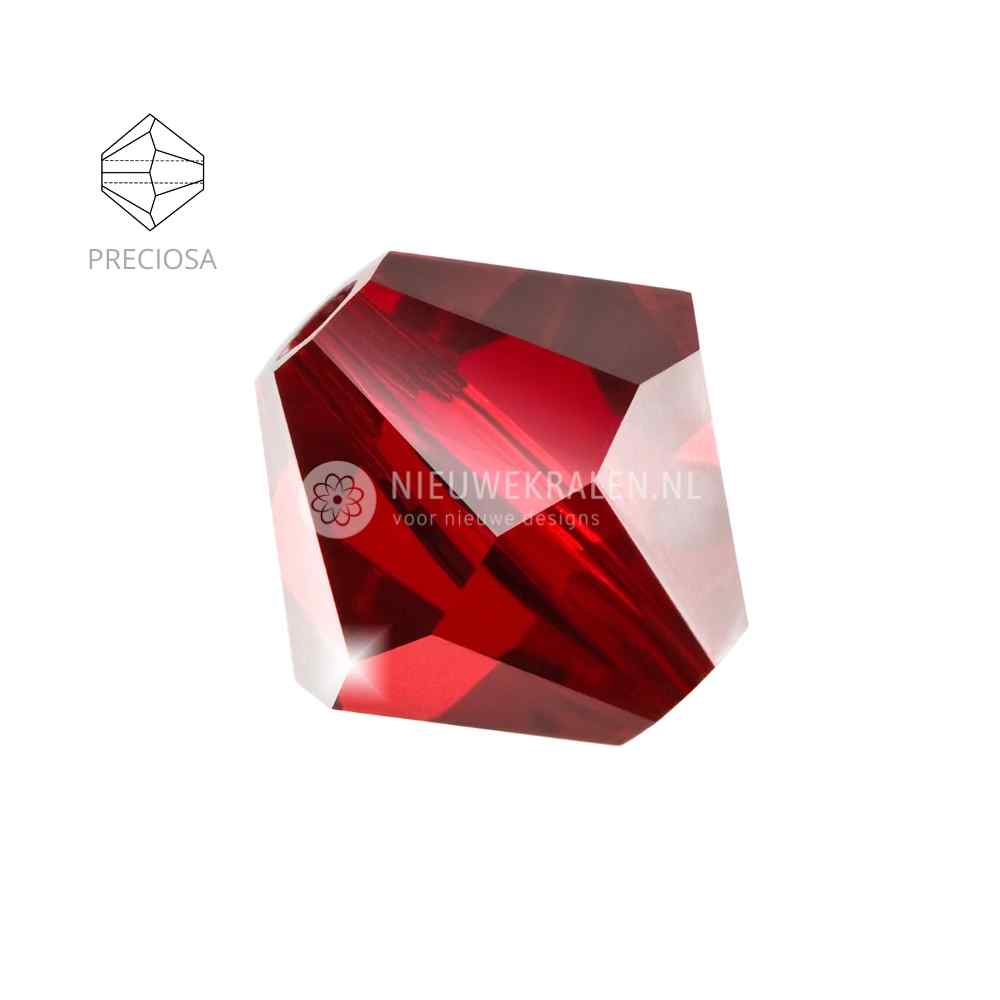 Preciosa bicone kralen 6 mm Siam (90090) – facetgeslepen kristal kralen uit Tsjechië in een bordeaux rode tint met een chique, luxe uitstraling, het beste alternatief voor Swarovski kralen.