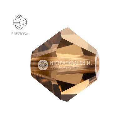 Preciosa bicone kralen 6 mm Smoked Topaz (10220) – facetgeslepen kristal kralen uit Tsjechië in een donkerbruine tint, het beste alternatief voor Swarovski kralen.