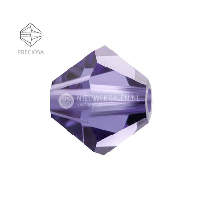 Preciosa bicone kralen 6 mm Tanzanite (20410) – facetgeslepen kristal kralen uit Tsjechië in een elegante paarsblauwe tint, het beste alternatief voor Swarovski kralen.