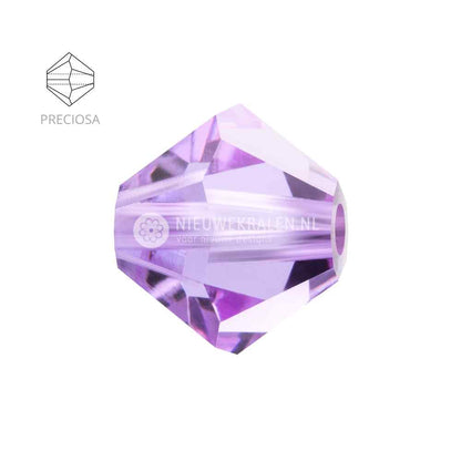 Preciosa bicone kralen 6 mm Violet (20310) – facetgeslepen kristal kralen uit Tsjechië in een zachte, lichtpaarse tint, het beste alternatief voor Swarovski kralen.