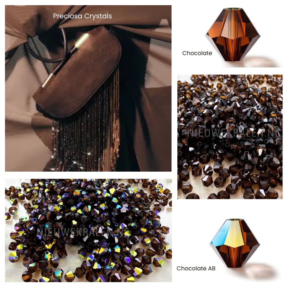 Preciosa bicone kralen Chocolate en Chocolate AB 4 mm met mode-inspiratie
