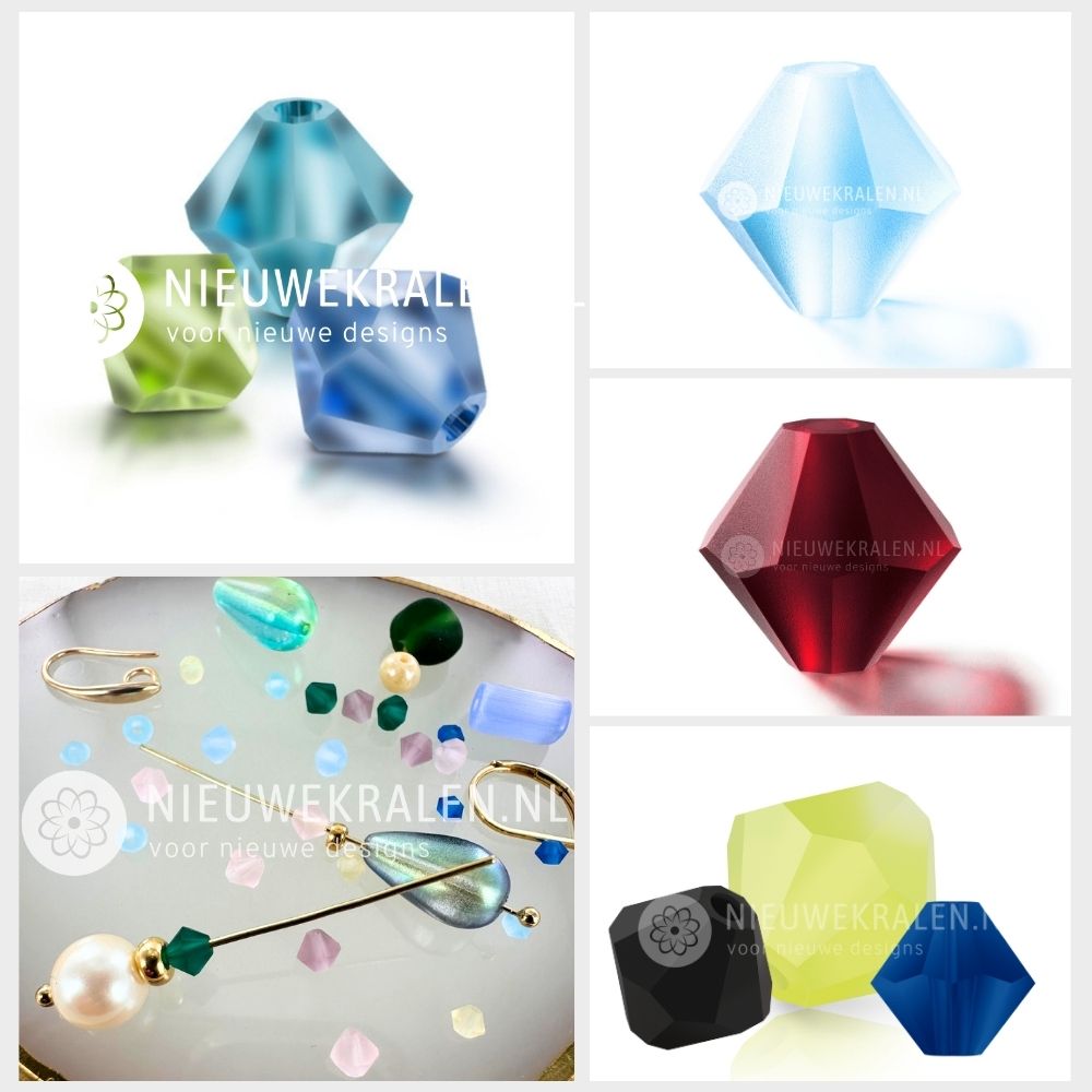 Inspiratie sieradenontwerp met Preciosa bicone kristal kralen in matte kleuren