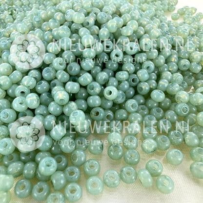 Preciosa rocailles 6/0 Pastel Caribbean Green (02163) – Pastel groene Tsjechische seed beads en borduurkralen van ca. 4 mm