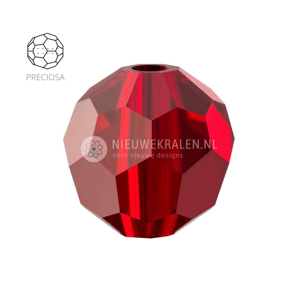Preciosa Round Beads 6mm Siam. Ronde facetgeslepen Tsjechische kristal kralen in diep rood voor sieraden en borduurwerk.