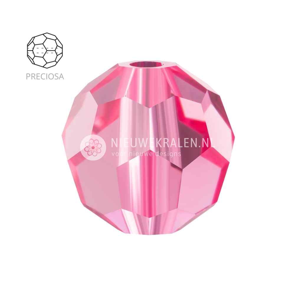 Preciosa Round Beads 4mm Rose. Ronde facetgeslepen Tsjechische kristal kralen in een klassieke, roze tint voor sieraden en borduren