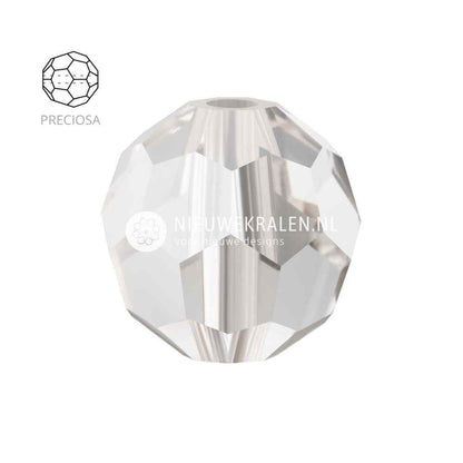 Preciosa Round Beads 6mm Crystal (00030). Ronde facetgeslepen Tsjechische kristal kralen in een puur, transparant kristal voor sieraden en borduurwerk.
