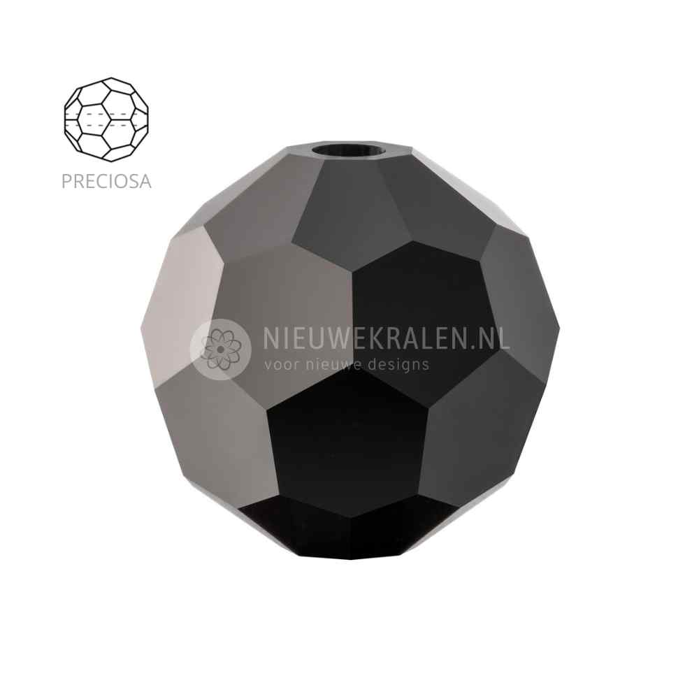 Preciosa Round Beads 6mm Jet. Ronde facetgeslepen Tsjechische kristal kralen in een klassieke en tijdloze zwarte tint voor sieraden en borduren.