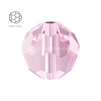Preciosa Round Beads 6mm Pink Sapphire (70220). Ronde facetgeslepen Tsjechische kristal kralen in levendige, heldere roze tint voor sieraden en borduurwerk.