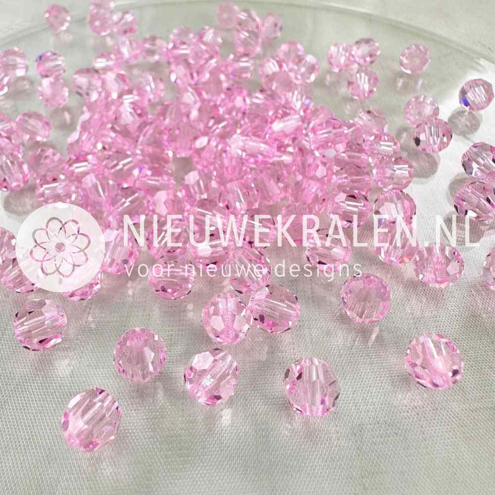 Preciosa Round Beads 6mm Pink Sapphire – losse facetgeslepen kristal kralen in helder roze