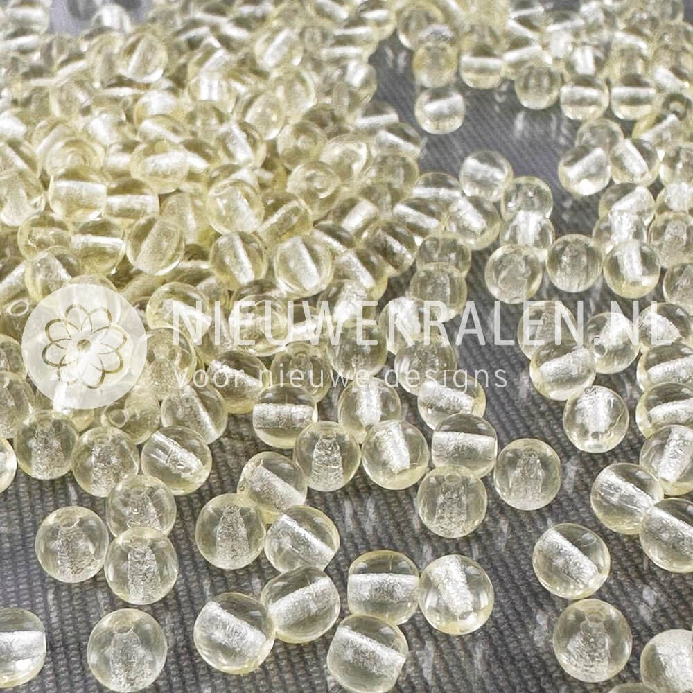 Pressed Beads glaskralen 5 mm rond geel