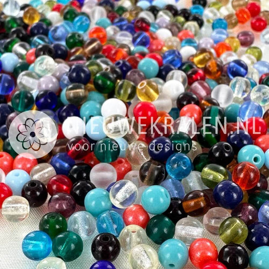 Pressed Beads glaskralen 5 mm rond mix