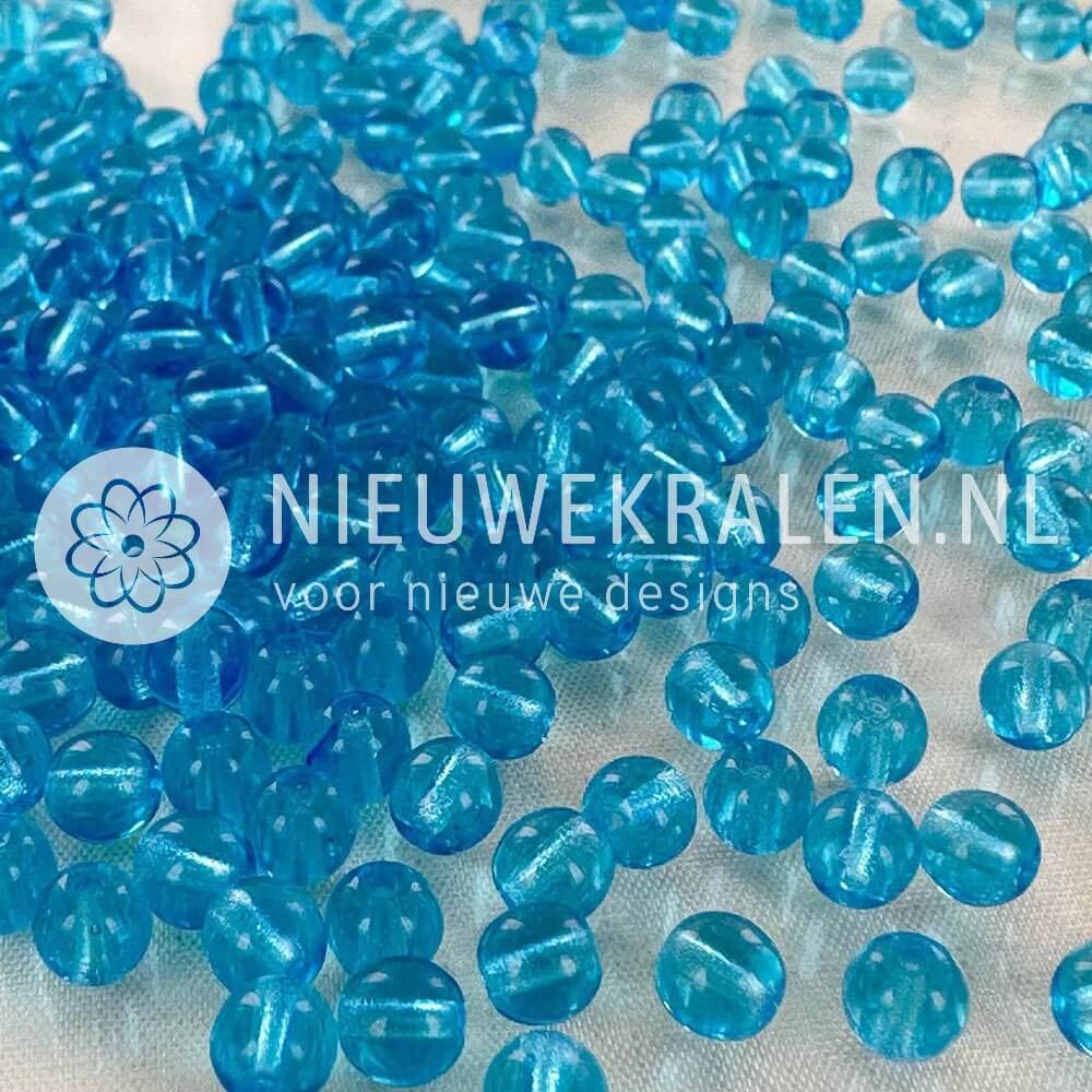 Ronde Pressed Beads glaskralen van 5 mm in transparant aquamarine, Tsjechische glaskralen