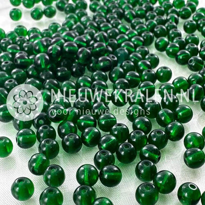 Ronde Pressed Beads glaskralen van 5 mm in transparant groen, Tsjechische glaskralen
