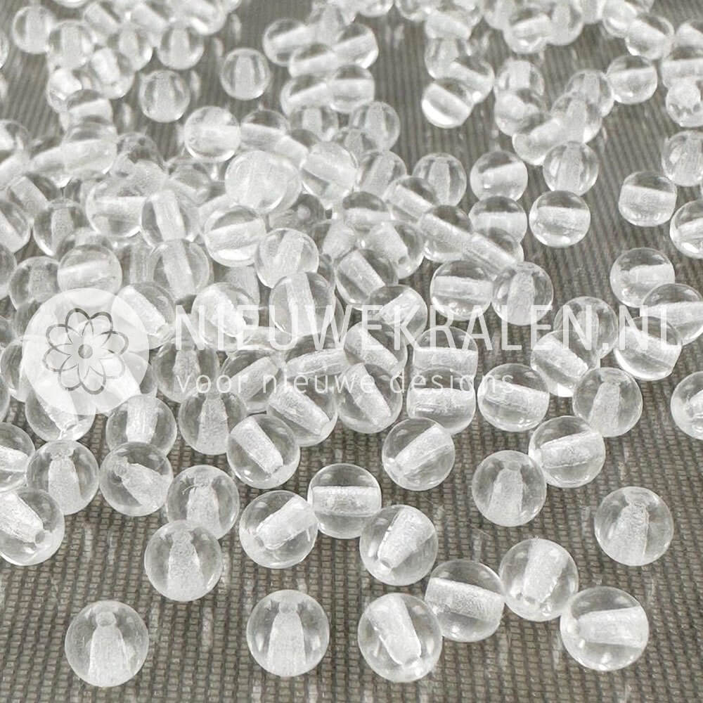 Ronde Pressed Beads glaskralen van 5 mm in transparant helder kristal