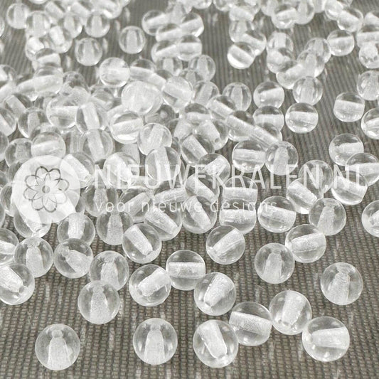 Ronde Pressed Beads glaskralen van 5 mm in transparant helder kristal