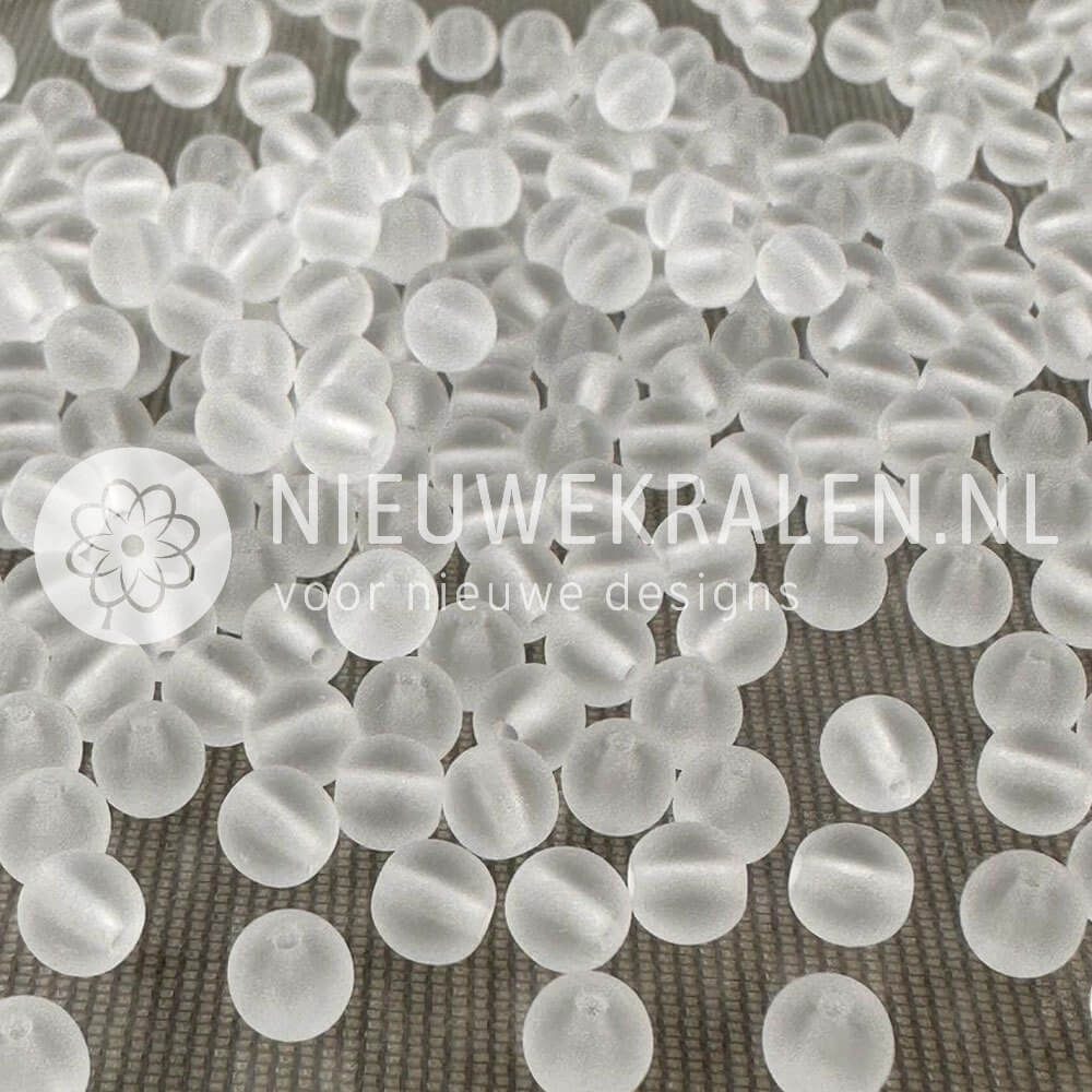 Ronde Pressed Beads glaskralen van 5 mm in transparant mat kristal