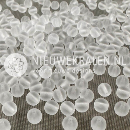 Ronde Pressed Beads glaskralen van 5 mm in transparant mat kristal