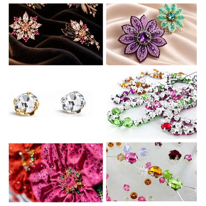 Rose Montées verwerkt in broches, kleding en sieraden met kralen