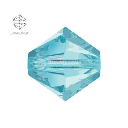 Swarovski bicone kralen 3 mm Aquamarine – facetten en vormdetail