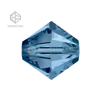 Swarovski bicone kralen 3 mm Montana – facetten en vormdetail
