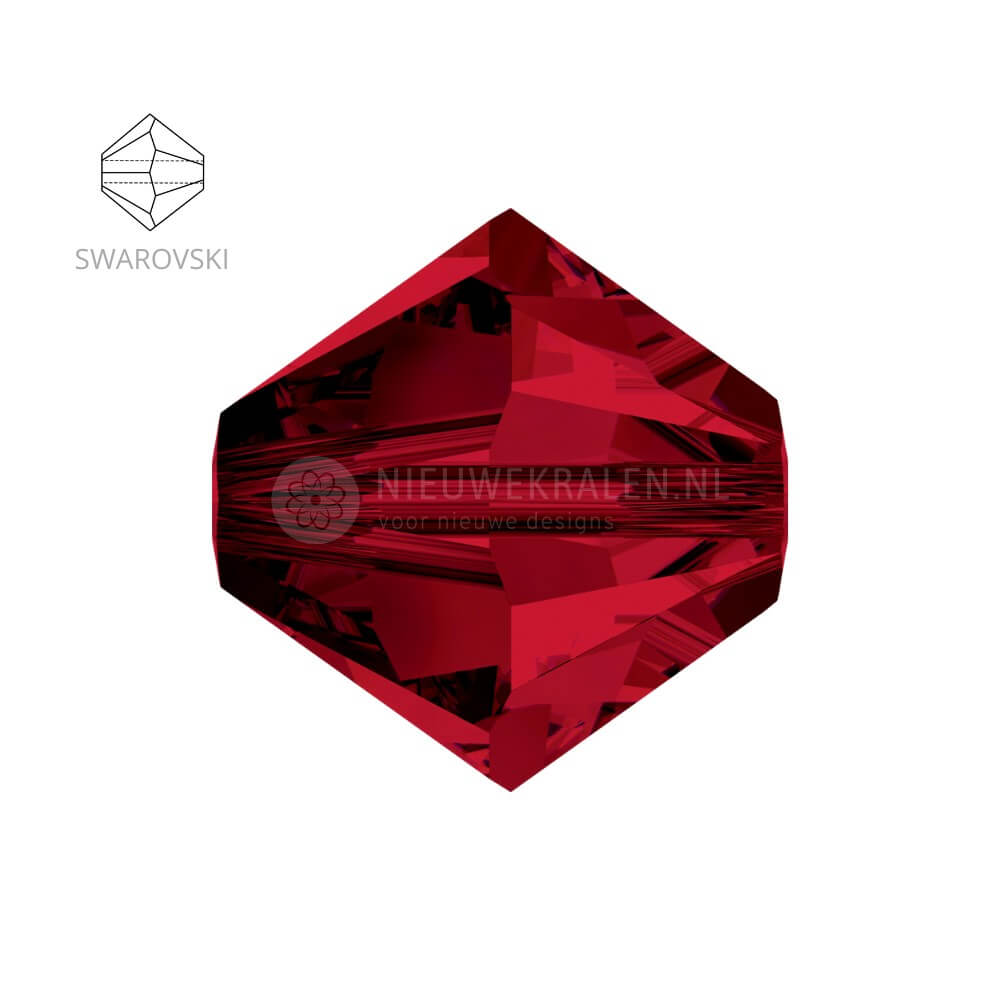 Swarovski bicone kralen 3 mm Siam – facetten en vormdetail