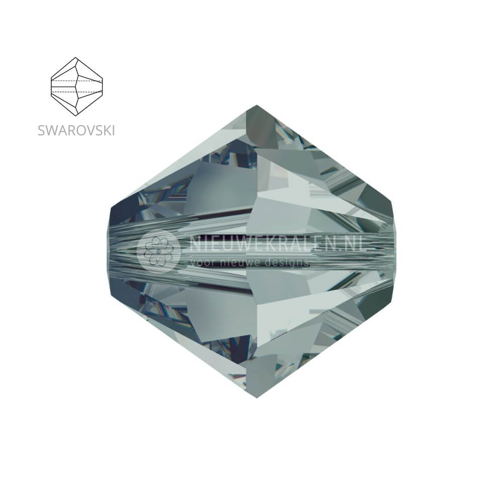 Swarovski bicone kralen 3 mm Black Diamond – facetten en vormdetail