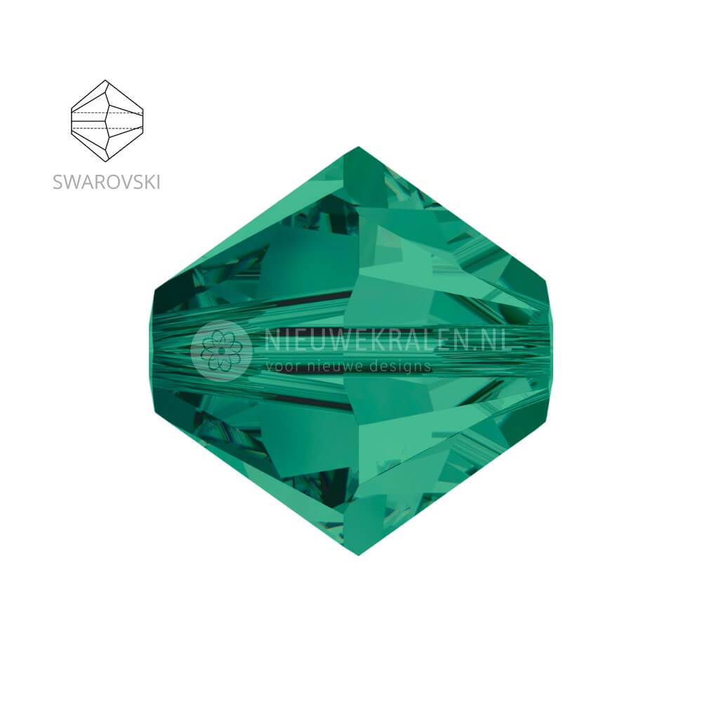 Swarovski bicone kralen 3 mm Emerald – facetten en vormdetail