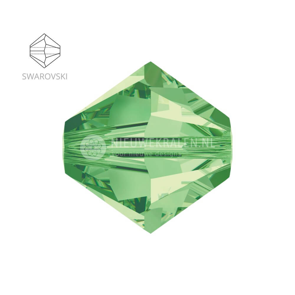 Swarovski bicone kralen 3 mm Peridot – facetten en vormdetail