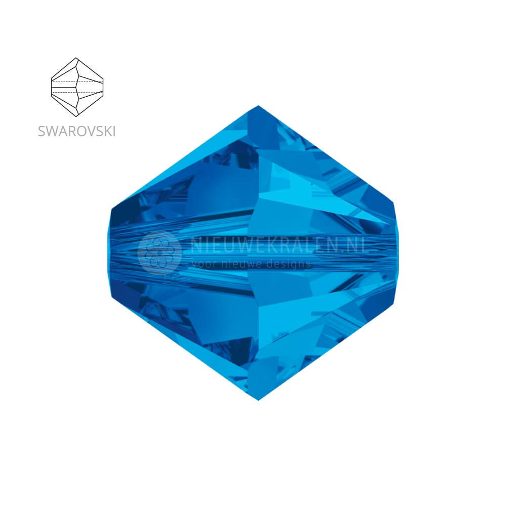 Swarovski bicone kralen 3 mm Sapphire – facetten en vormdetail