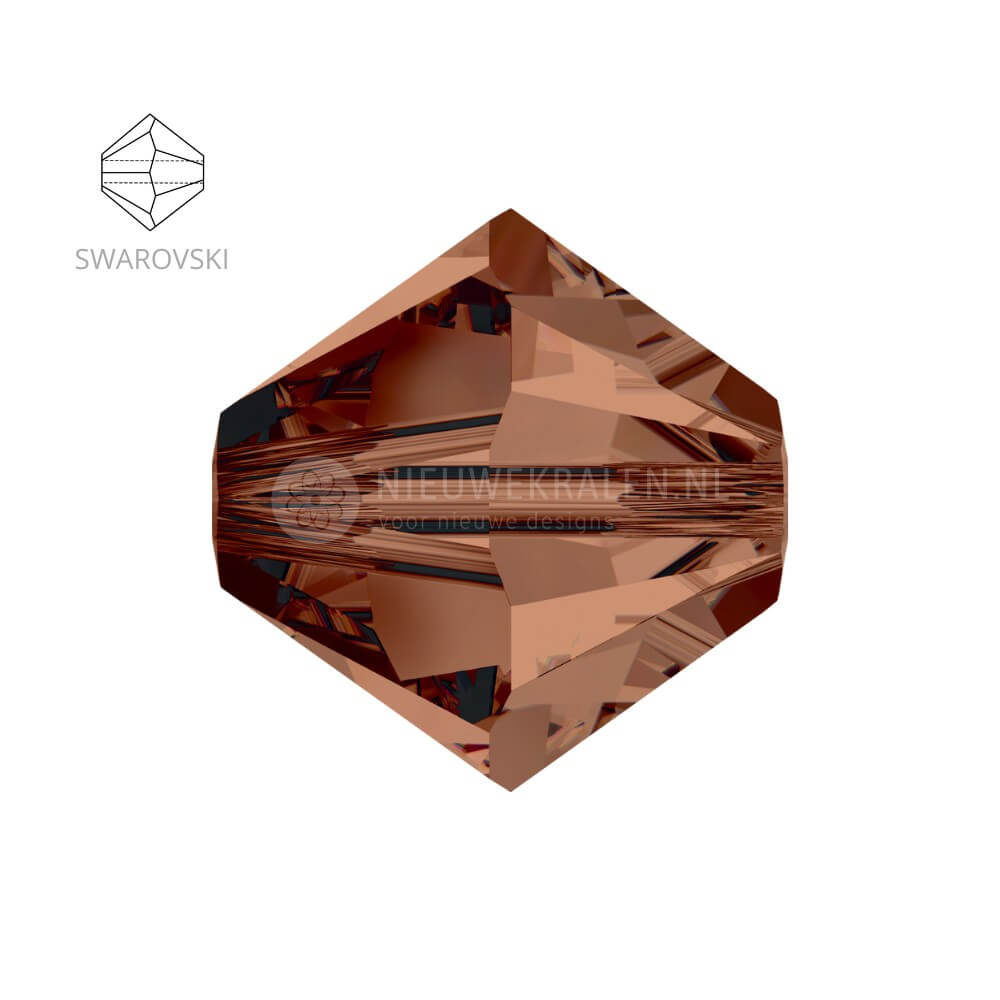 Swarovski bicone kralen 3 mm Smoked Topaz – facetten en vormdetail