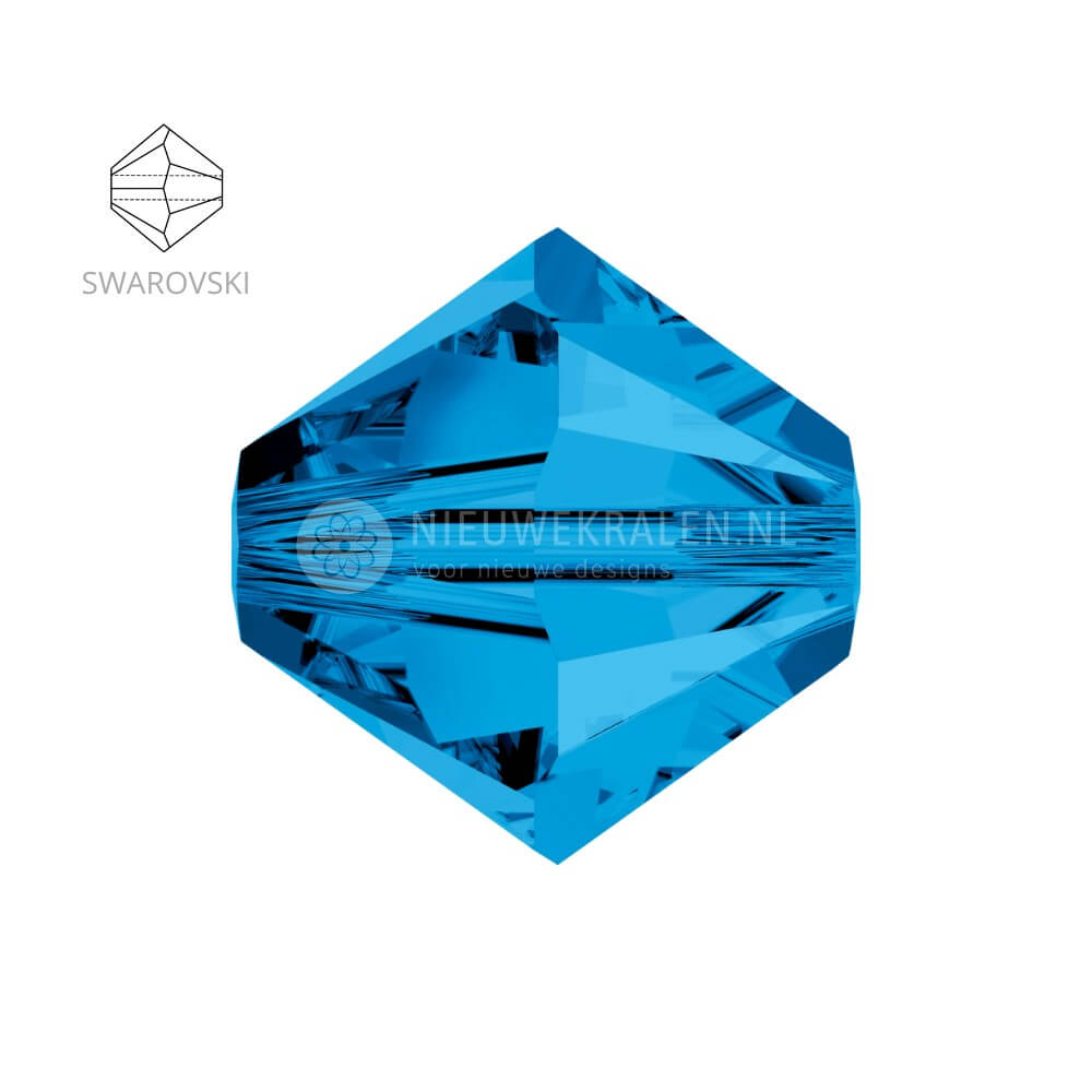 Swarovski bicone kralen 4 mm Capri Blue 243 (5328)