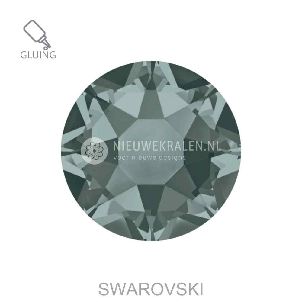 Swarovski plakstenen Non Hotfix SS16 Black Diamond (215) – luxe flatback kristallen zonder lijmlaag in een elegante subtiele grijze tint.